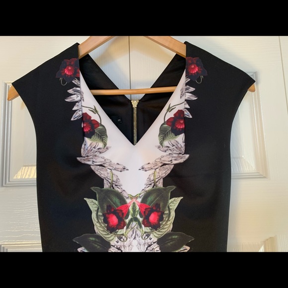 Ted Baker Darnet Bejewelled Shadow black white birds Bodycon Dress 0 - Picture 8 of 12